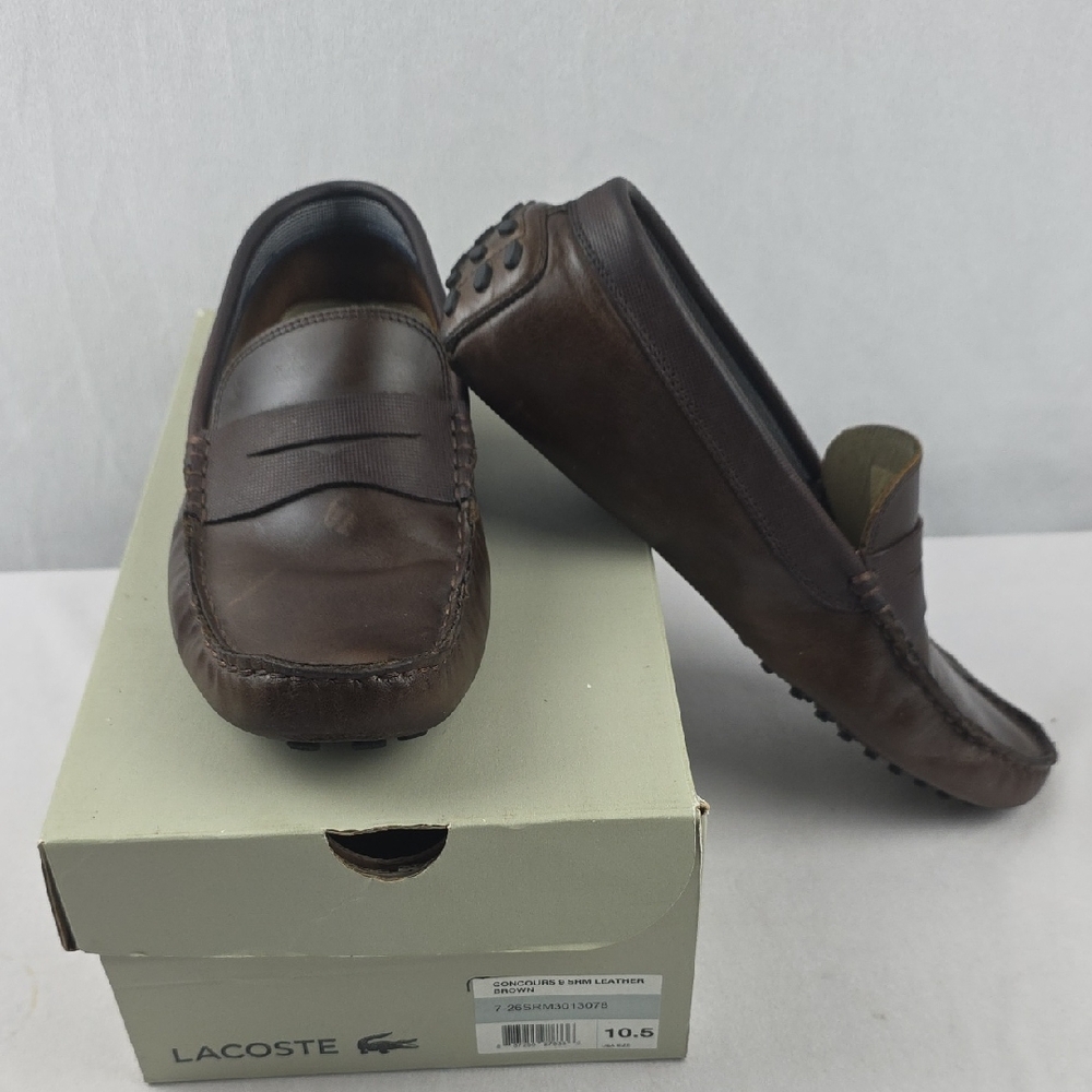Lacoste Concours 9 SRM Leather In Brown‎ Size 10.5 Loafers